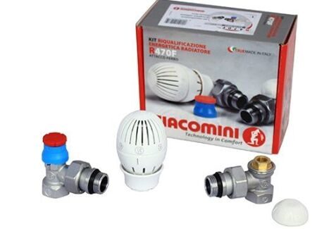 Термостатический комплект для радиатора угловой 3/4  Giacomini (термоголова, термостатический и отсечной клапаны)